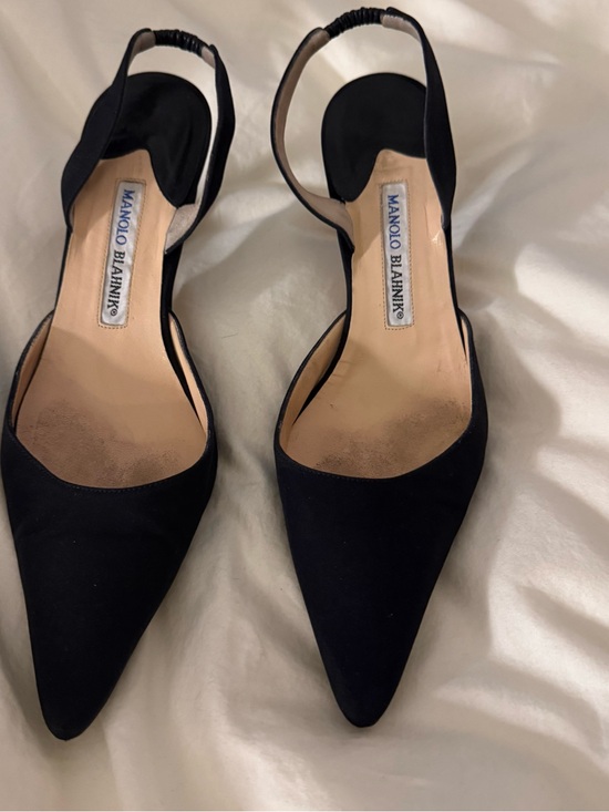 Manolo Blahnik Shoes - Manolo Blahnik Caroline Black Pointed Slingback Heels